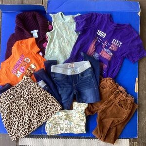 Bundle of 9 piece Girls Mixed Short Sleeve Tees & bottoms Bundle , size 6-6x